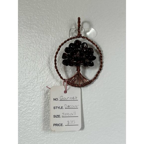 Handmade Copper and Serpentine Crystal Tree of life 3.5x2” Wall Decor - Picture 2 of 6